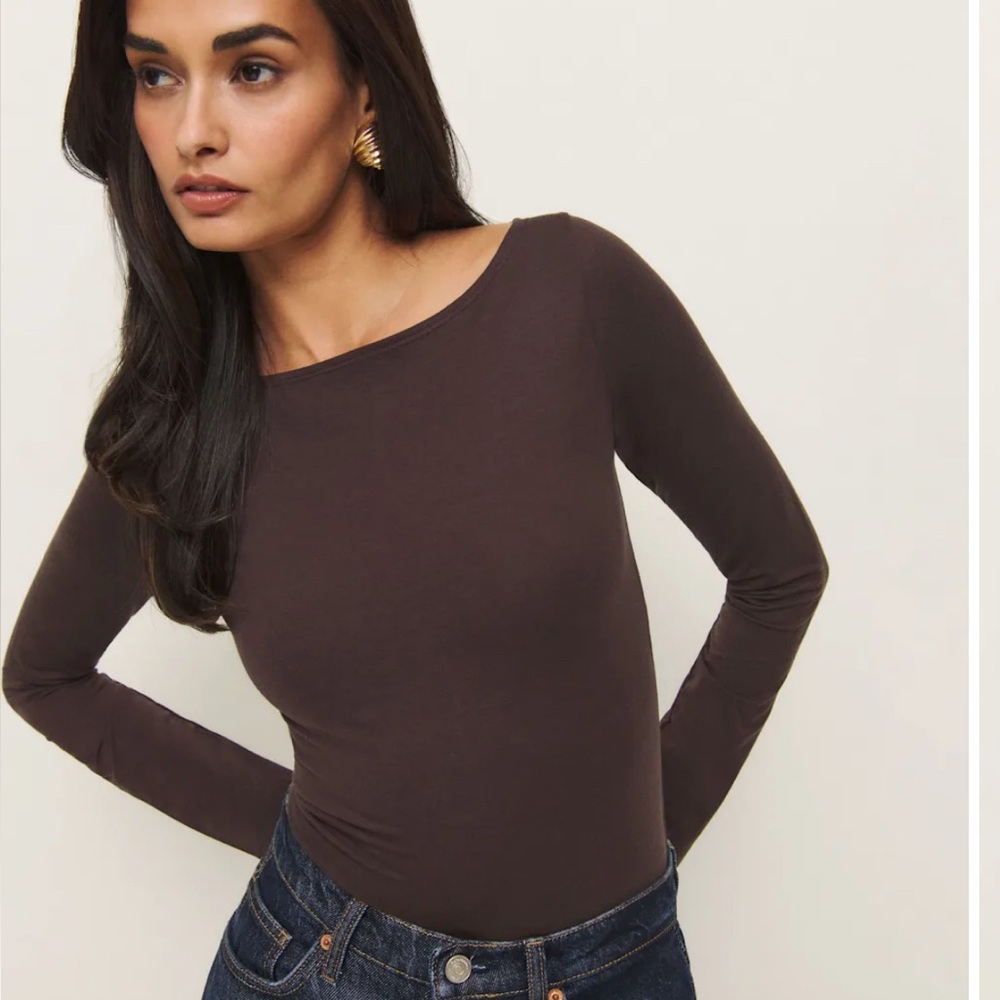 Reformation Wiley Knit Top, brown. Size: Small